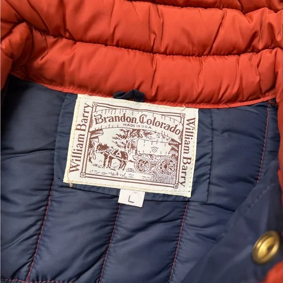 William Barry Rust Orange Quilted Puffer Vest with Navy Lining - Picture 3 of 8